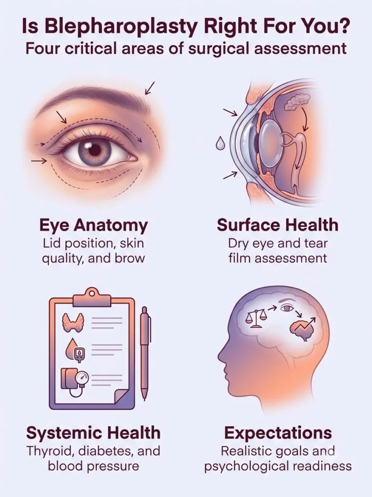 Suitable Candidate Blepharoplasty Assessment Areas