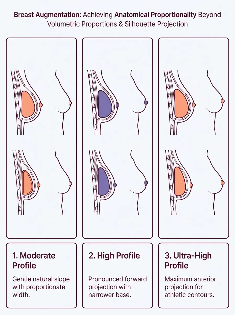 Medical schematic diagram illustrating achieving anatomical proportionality: beyond the implant size in breast augmentation surgery by Dr. Vishal Purohit in Jaipur