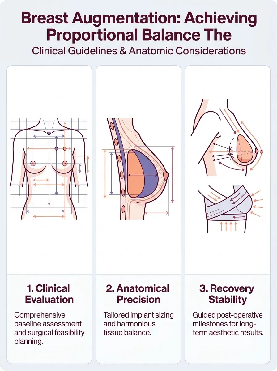 Medical schematic diagram illustrating achieving proportional balance: the final aesthetic outcome in breast augmentation surgery by Dr. Vishal Purohit in Jaipur