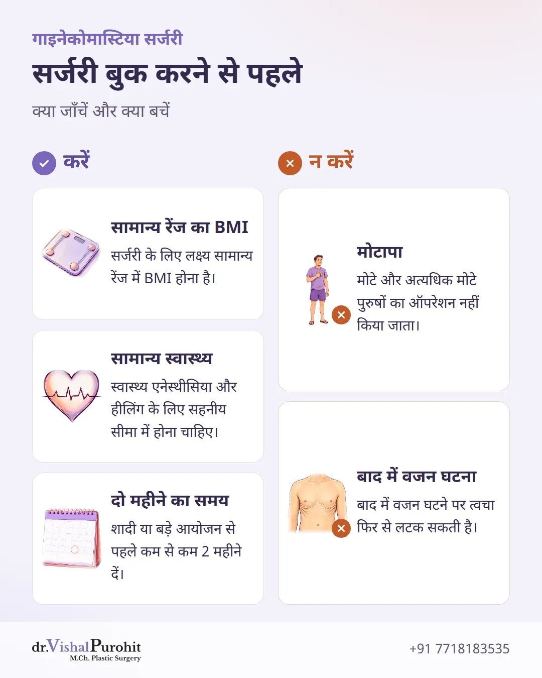 गाइनेकोमास्टिया सर्जरी से पहले करें और न करें