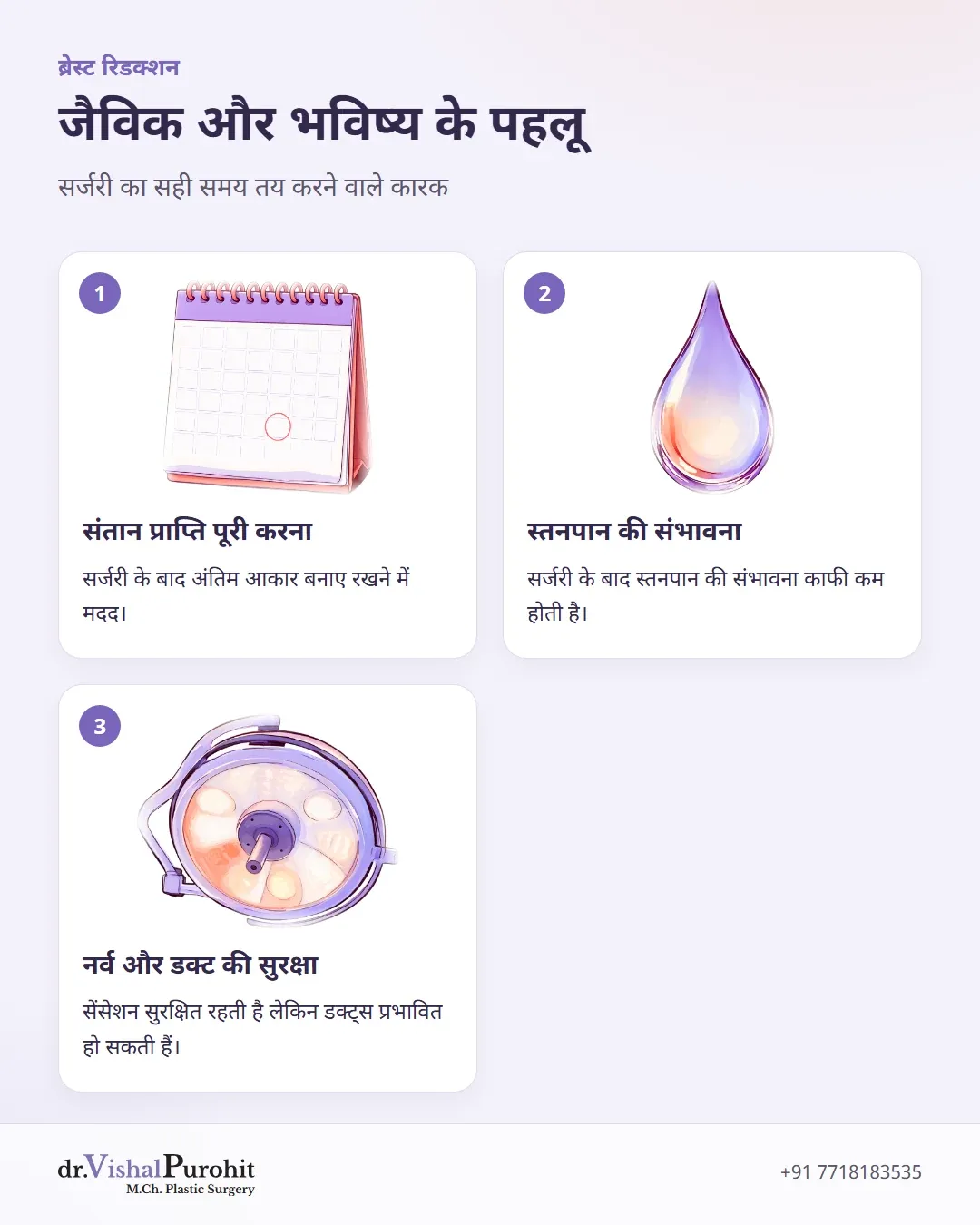 ब्रेस्ट रिडक्शन के लिए गर्भावस्था, स्तनपान और शारीरिक संरचना से जुड़े तीन प्रमुख कदम।