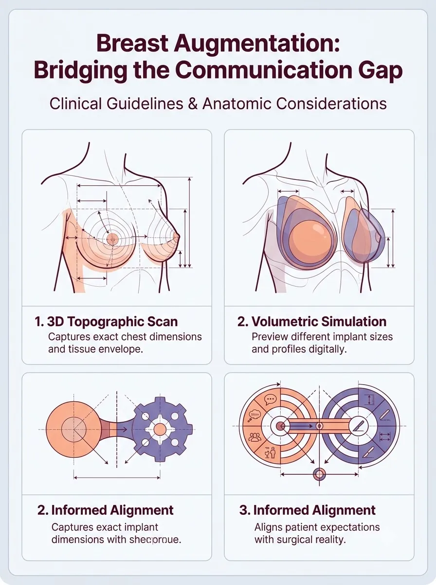 Medical schematic diagram illustrating bridging the communication gap between patient and surgeon in breast augmentation surgery by Dr. Vishal Purohit in Jaipur