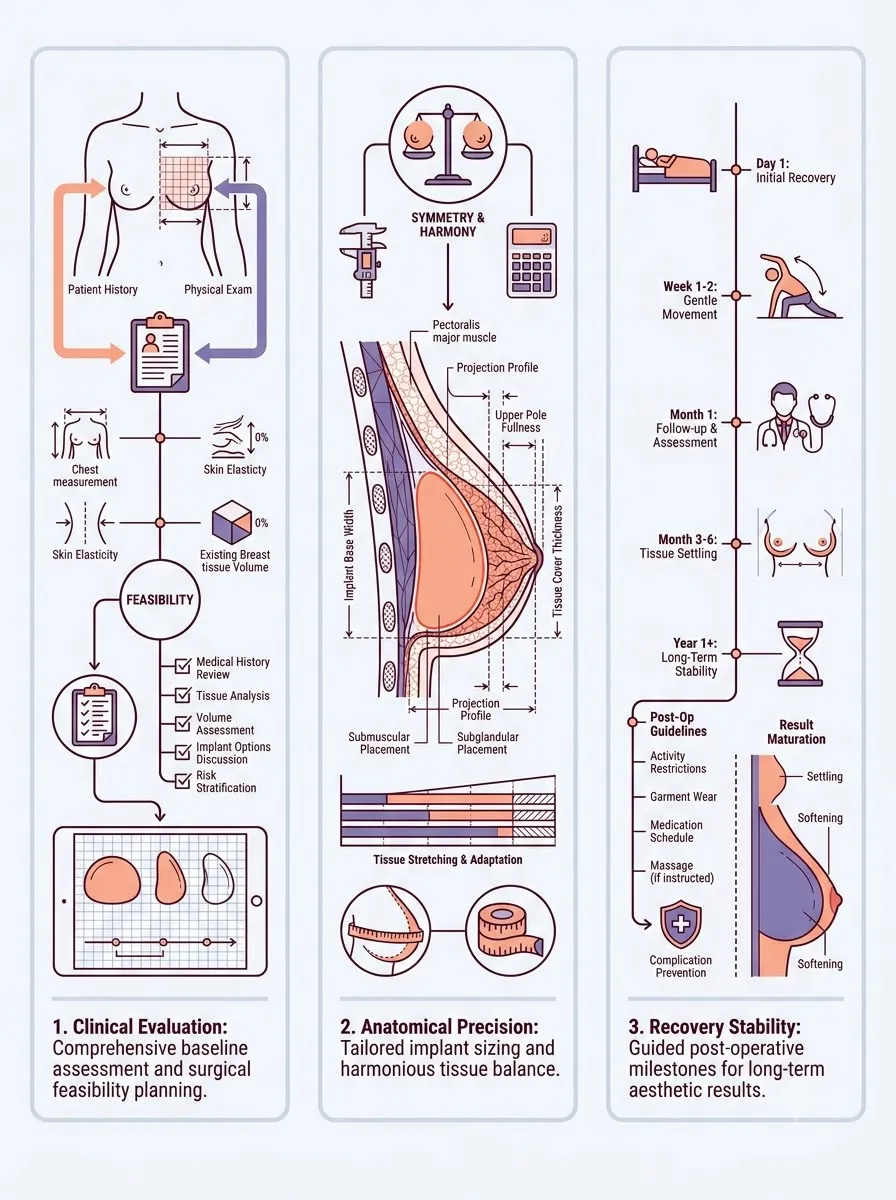 Medical schematic diagram illustrating clinical contraindications: who is the ideal candidate? in breast augmentation surgery by Dr. Vishal Purohit in Jaipur