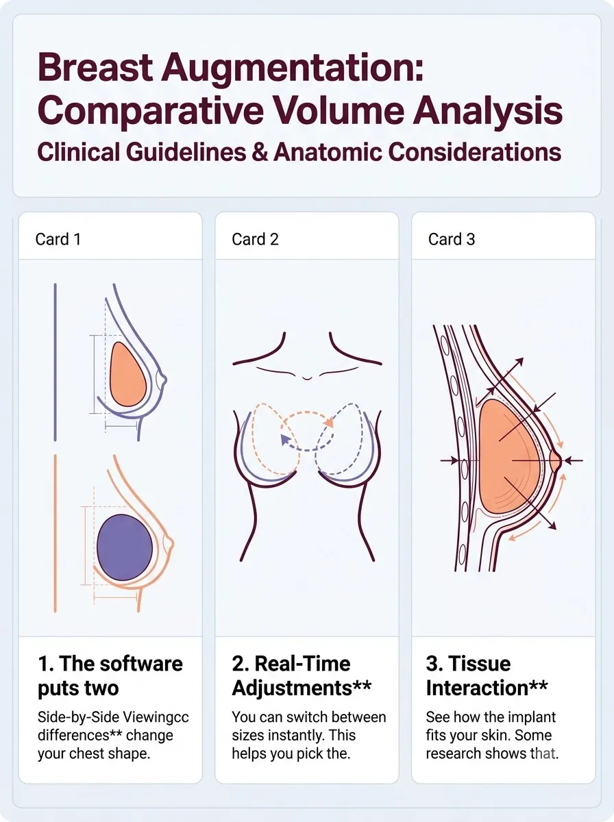 Medical schematic diagram illustrating comparative volume analysis in breast augmentation surgery by Dr. Vishal Purohit in Jaipur
