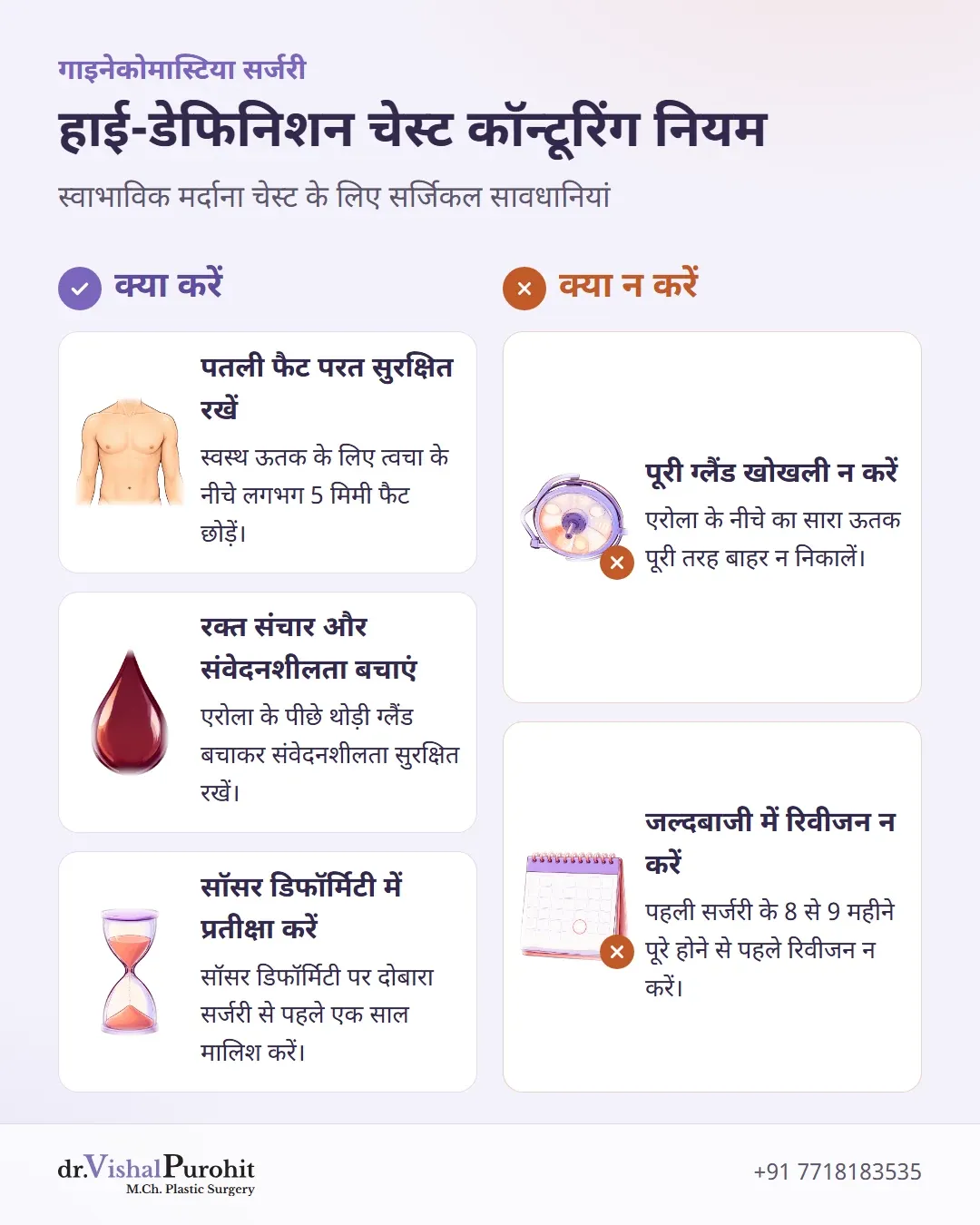 सॉसर डिफॉर्मिटी से बचने और स्वाभाविक मर्दाना आकार पाने के लिए सर्जिकल नियम।