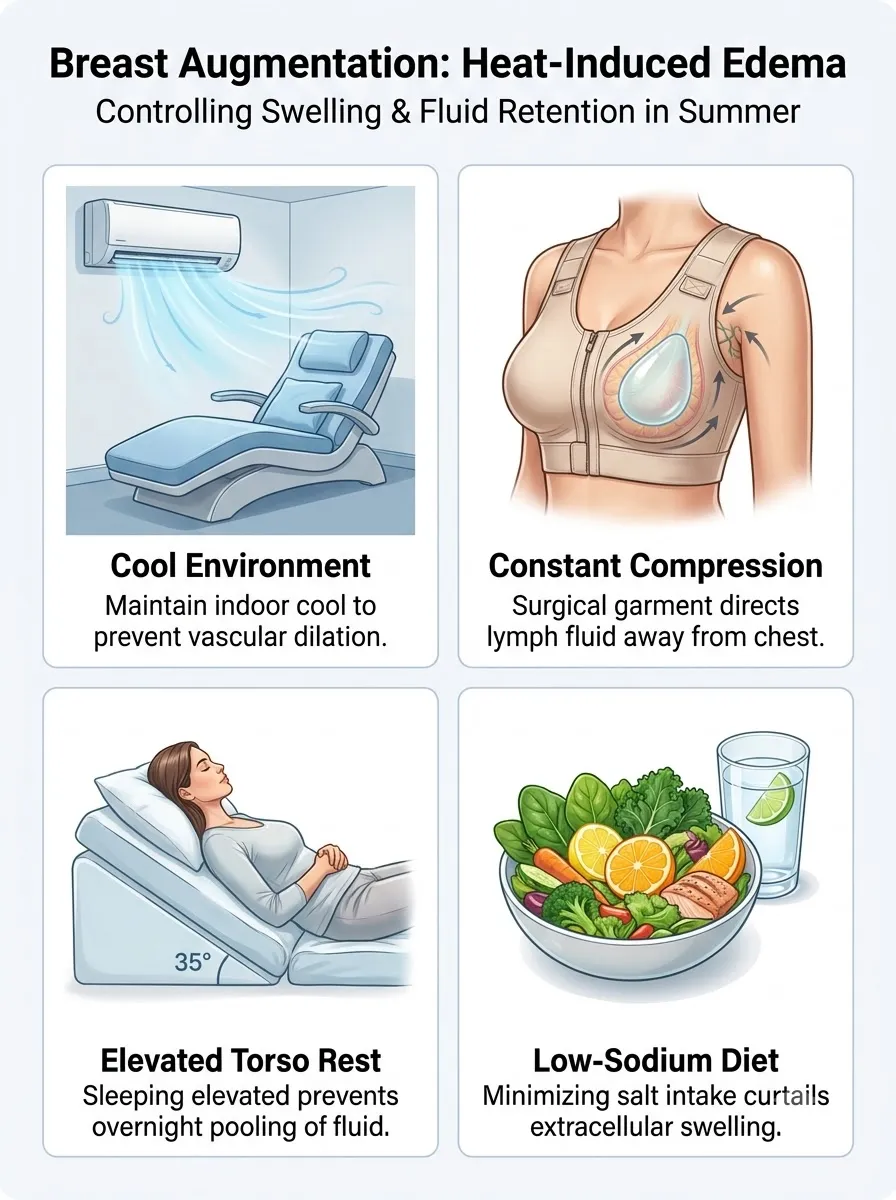 Medical schematic diagram illustrating controlling heat induced edema in breast augmentation surgery by Dr. Vishal Purohit in Jaipur