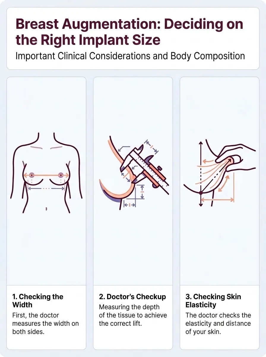 Medical schematic diagram illustrating determining implant volume differentials in breast augmentation surgery by Dr. Vishal Purohit in Jaipur