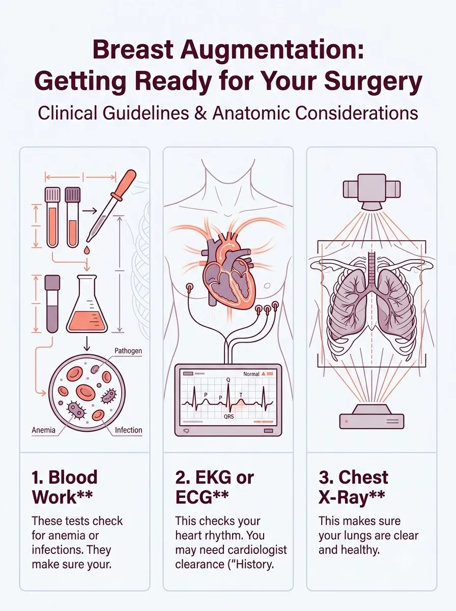 Medical schematic diagram illustrating getting ready for your surgery in breast augmentation surgery by Dr. Vishal Purohit in Jaipur