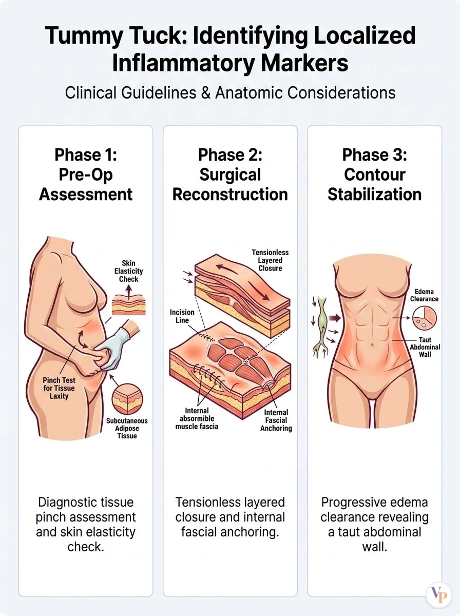 Medical schematic diagram illustrating Identifying Localized Inflammatory Markers in tummy tuck surgery by Dr. Vishal Purohit in Jaipur
