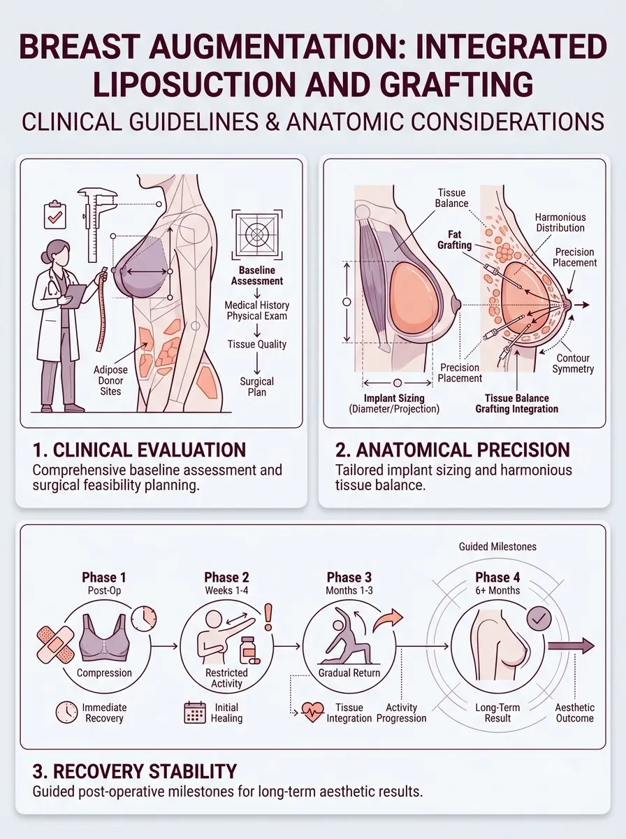 Medical schematic diagram illustrating integrated liposuction and grafting in breast augmentation surgery by Dr. Vishal Purohit in Jaipur