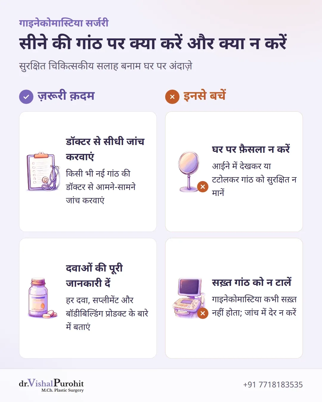 पुरुषों के सीने की गांठ के लिए सही जांच के तरीक़ों और ग़लत धारणाओं की चेकलिस्ट