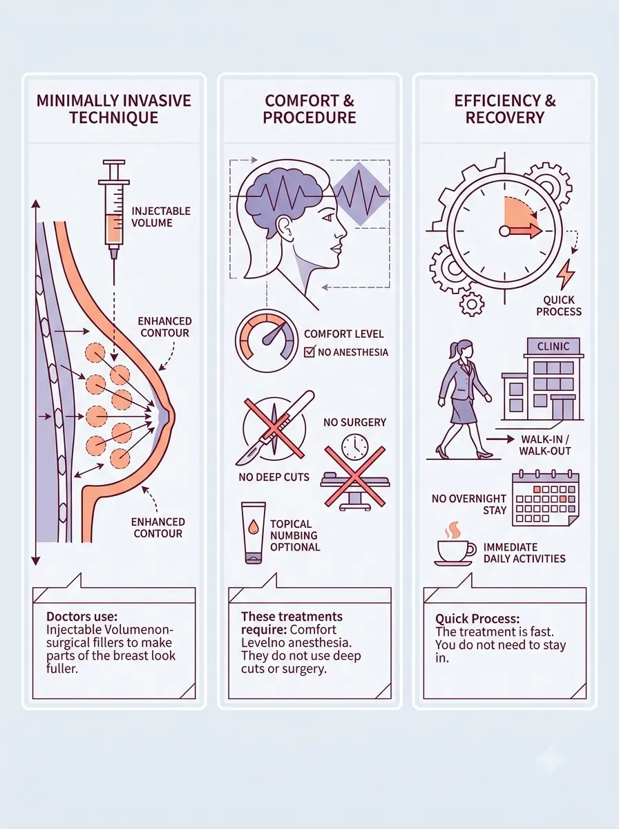 Medical schematic diagram illustrating non-surgical enhancements: the minimally invasive route in breast augmentation surgery by Dr. Vishal Purohit in Jaipur