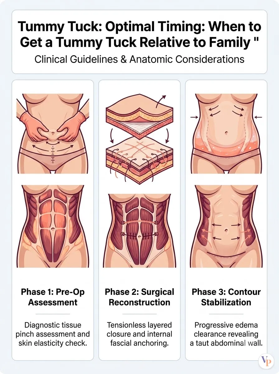 Medical schematic diagram illustrating Optimal Timing: When to Get a Tummy Tuck Relative to Family Planning in tummy tuck surgery by Dr. Vishal Purohit in Jaipur