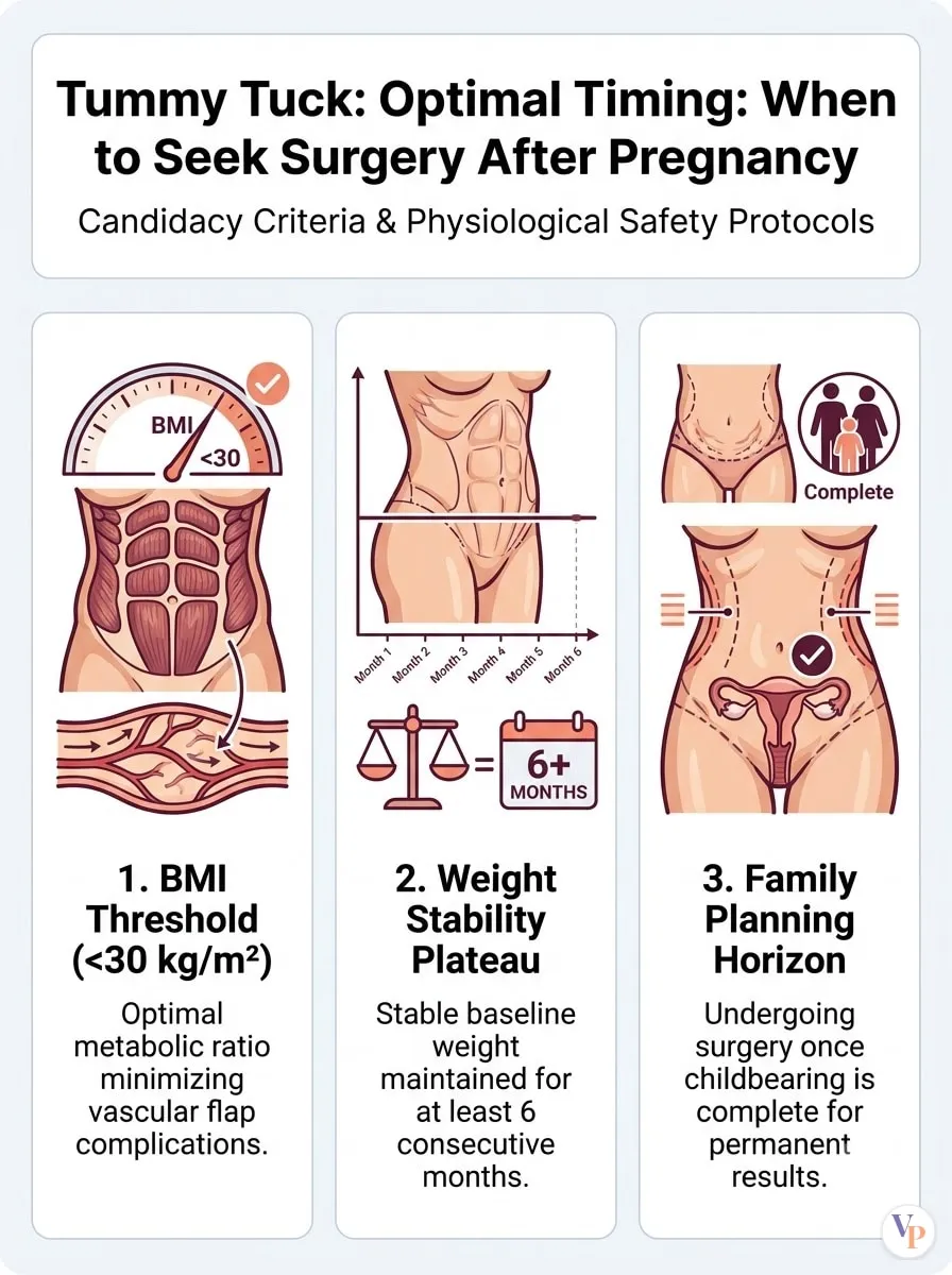 Medical schematic diagram illustrating Optimal Timing: When to Seek Surgery After Pregnancy in tummy tuck surgery by Dr. Vishal Purohit in Jaipur