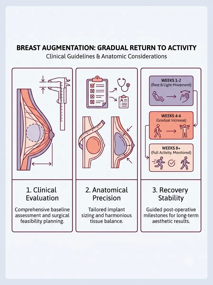 Medical schematic diagram illustrating phase 2: the early recovery transition (weeks 2-4) in breast augmentation surgery by Dr. Vishal Purohit in Jaipur