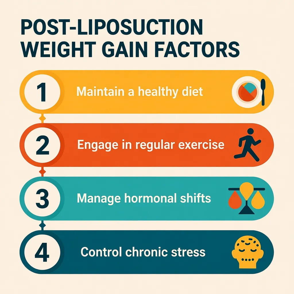 infographic showing managing post liposuction weight gain factors