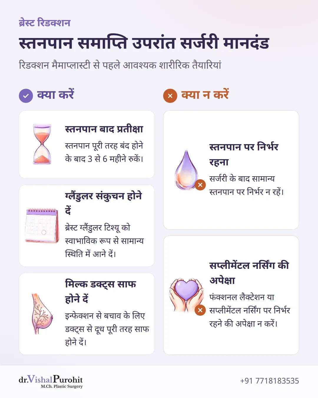 स्तनपान बंद करने के बाद ब्रेस्ट रिडक्शन सर्जरी के लिए क्या करें और क्या न करें की चेकलिस्ट