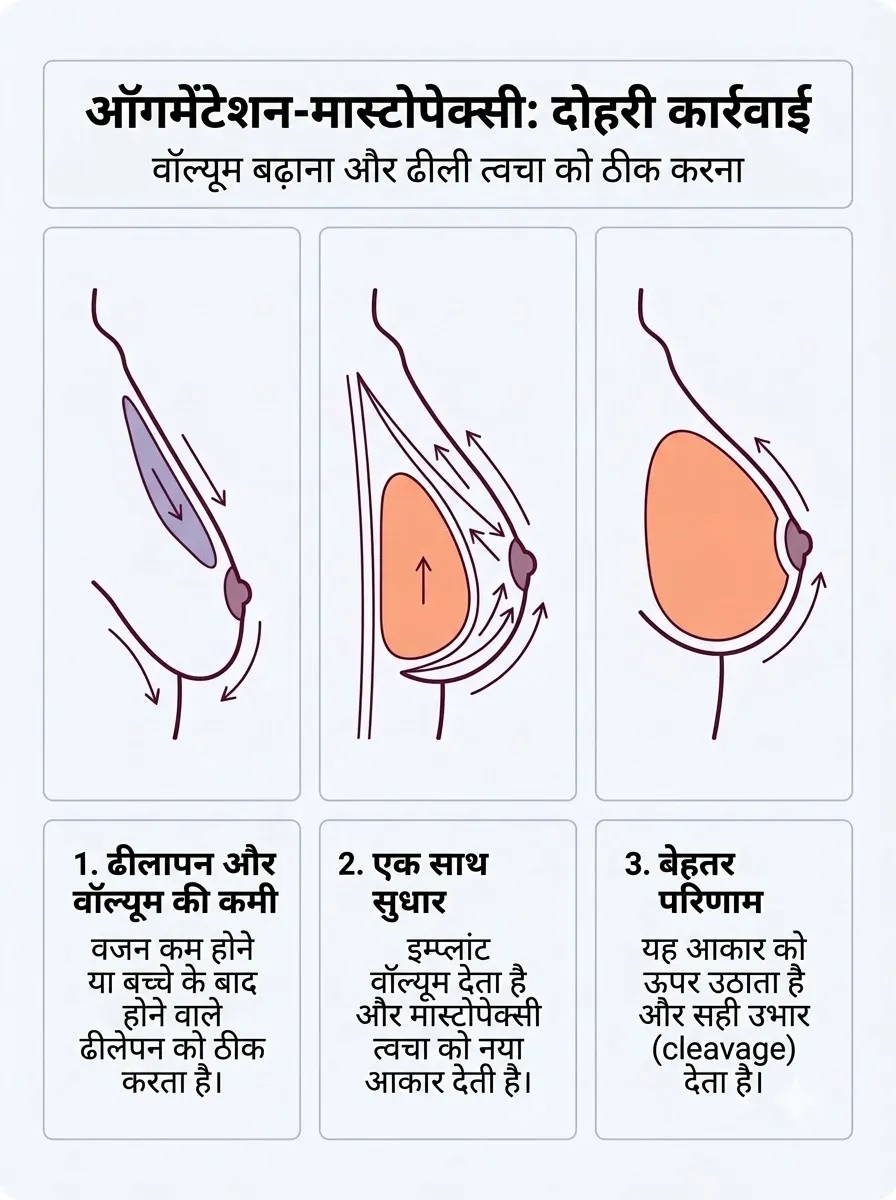 Medical schematic diagram illustrating ptosis grades in breast augmentation surgery by Dr. Vishal Purohit in Jaipur