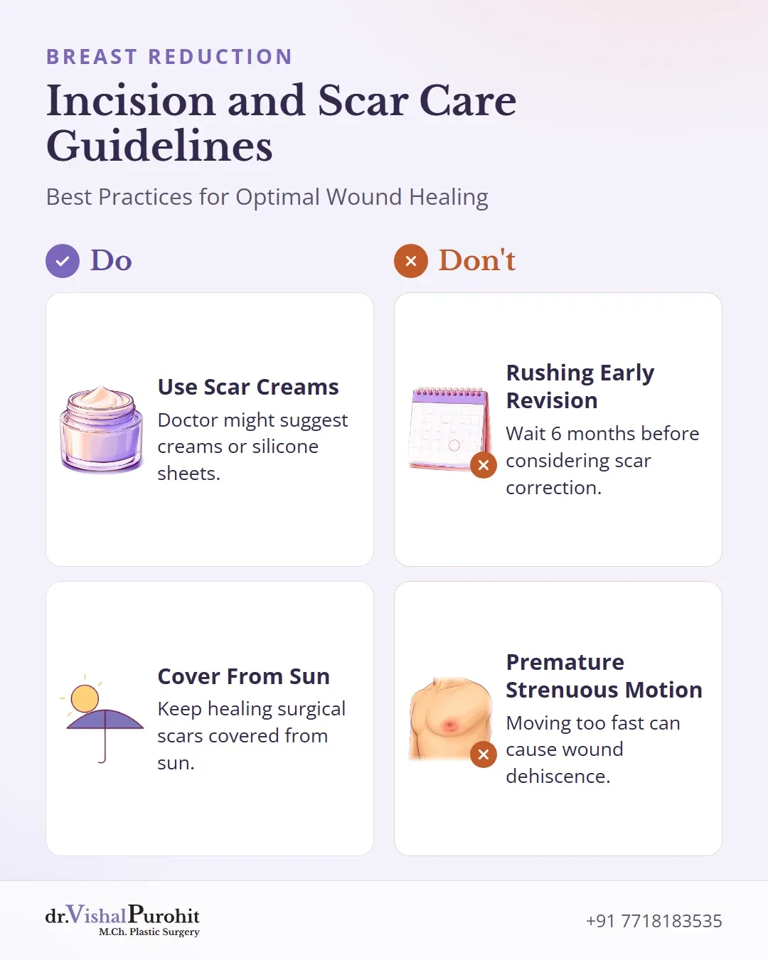Do and don’t checklist for incision and scar care after breast reduction