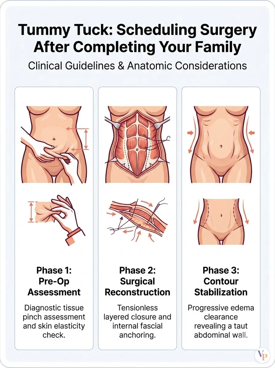 Medical schematic diagram illustrating Scheduling Surgery After Completing Your Family in tummy tuck surgery by Dr. Vishal Purohit in Jaipur