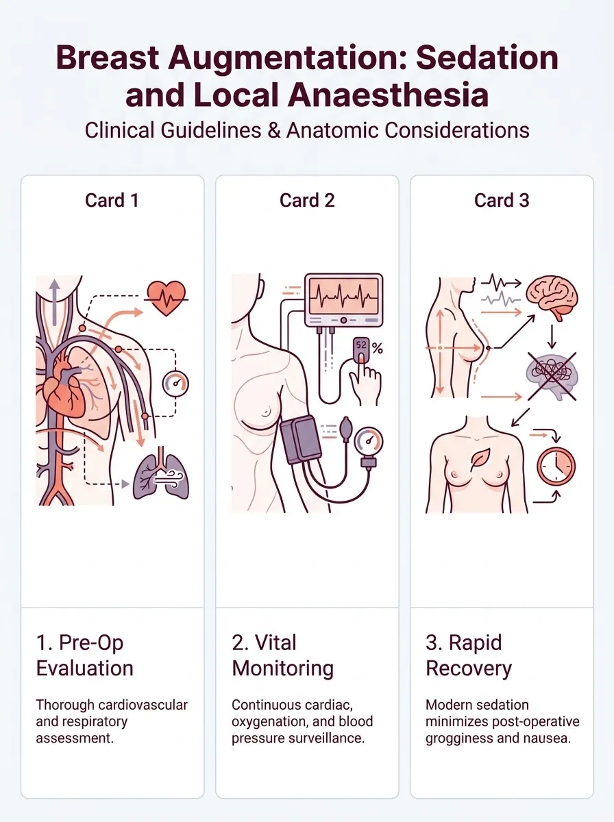 Medical schematic diagram illustrating sedation and local anaesthesia: the minimalist approach in breast augmentation surgery by Dr. Vishal Purohit in Jaipur