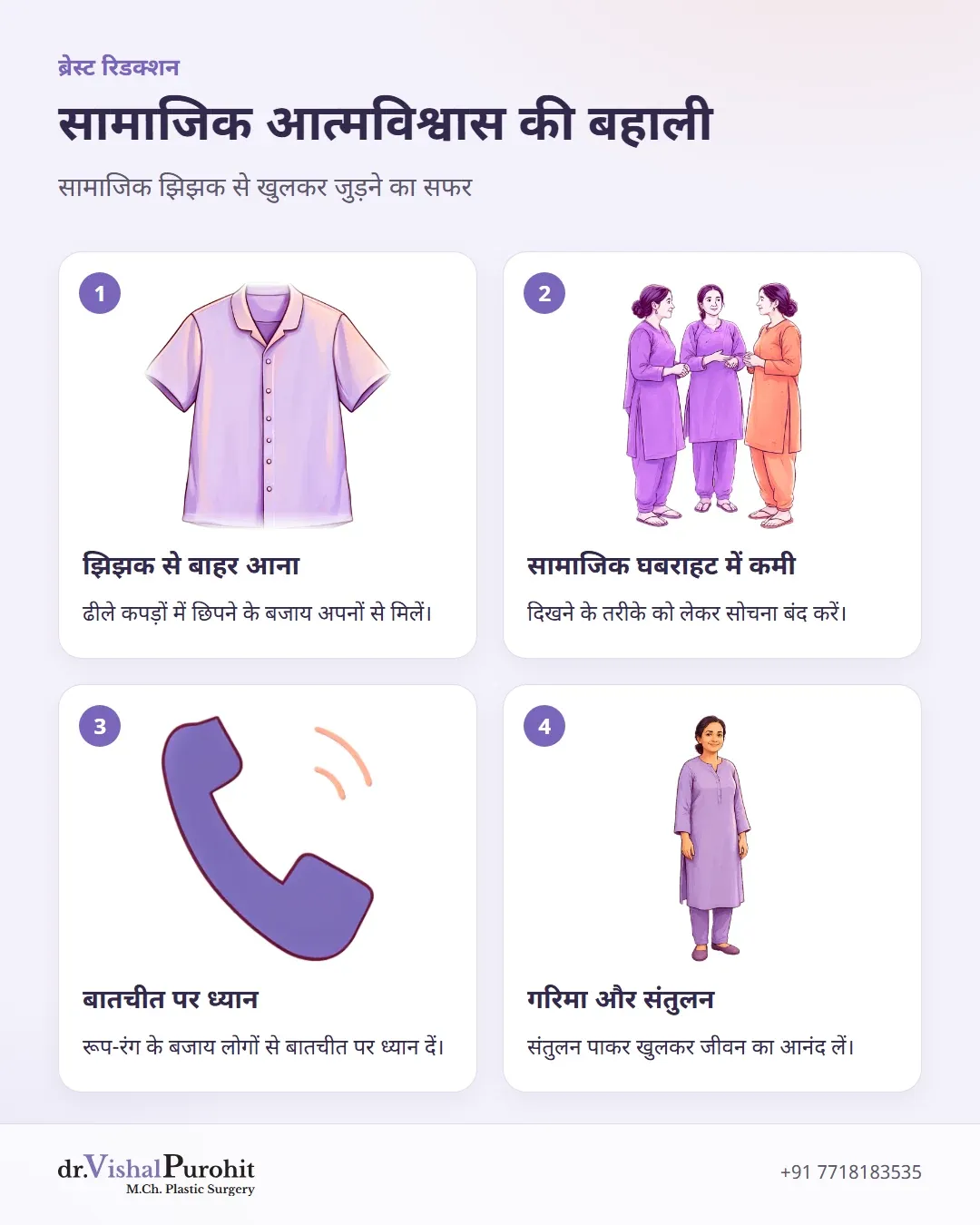 सामाजिक आत्मविश्वास बहाल करने के चार चरण।