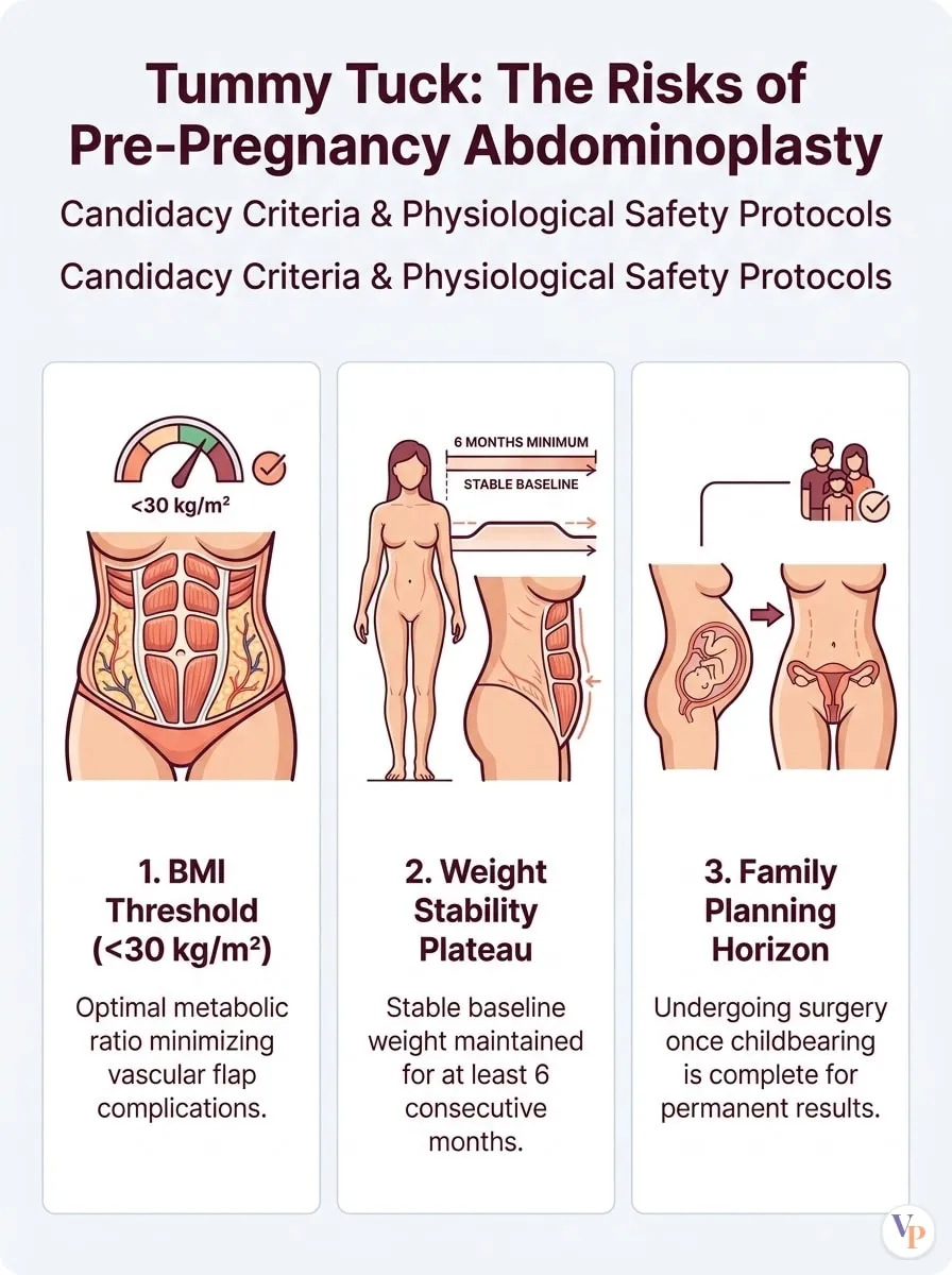 Medical schematic diagram illustrating The Risks of Pre-Pregnancy Abdominoplasty in tummy tuck surgery by Dr. Vishal Purohit in Jaipur