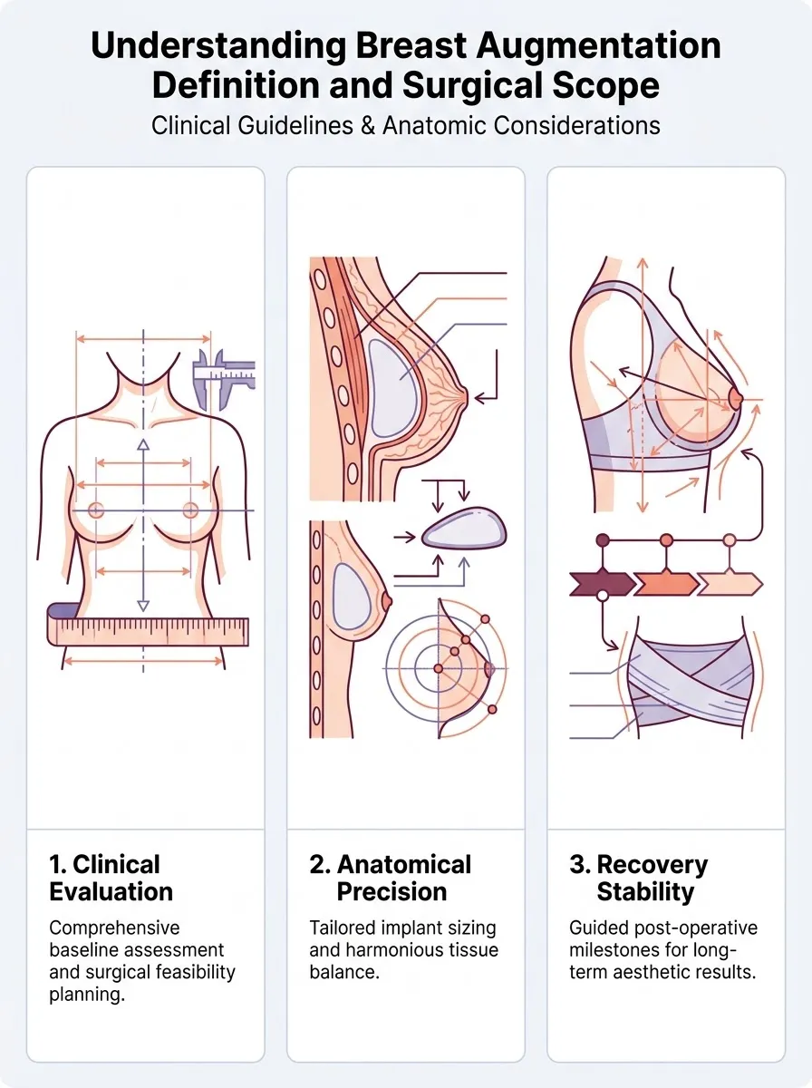 Medical schematic diagram illustrating the role of surgical expertise in achieving natural outcomes in breast augmentation surgery by Dr. Vishal Purohit in Jaipur