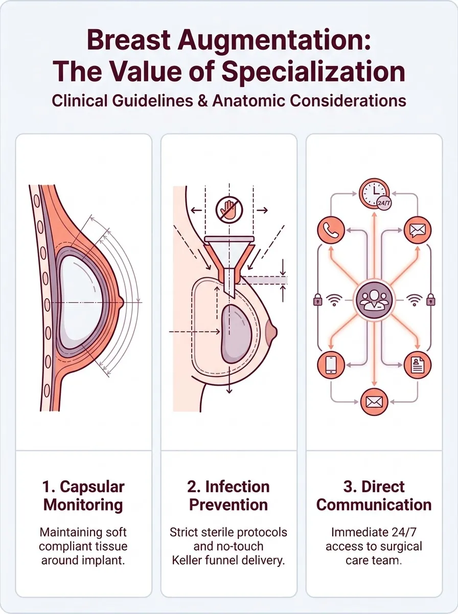 Medical schematic diagram illustrating the value of specialization: surgeon expertise and pricing in breast augmentation surgery by Dr. Vishal Purohit in Jaipur
