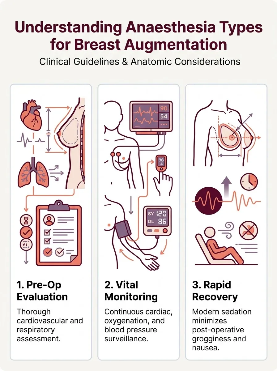 Medical schematic diagram illustrating understanding anaesthesia types for breast augmentation in breast augmentation surgery by Dr. Vishal Purohit in Jaipur