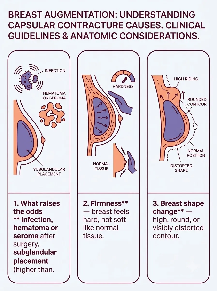 Medical schematic diagram illustrating understanding capsular contracture: causes and symptoms in breast augmentation surgery by Dr. Vishal Purohit in Jaipur