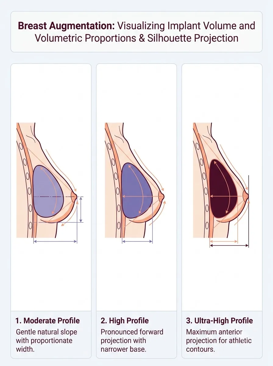 Medical schematic diagram illustrating visualizing implant volume and size in real-time in breast augmentation surgery by Dr. Vishal Purohit in Jaipur