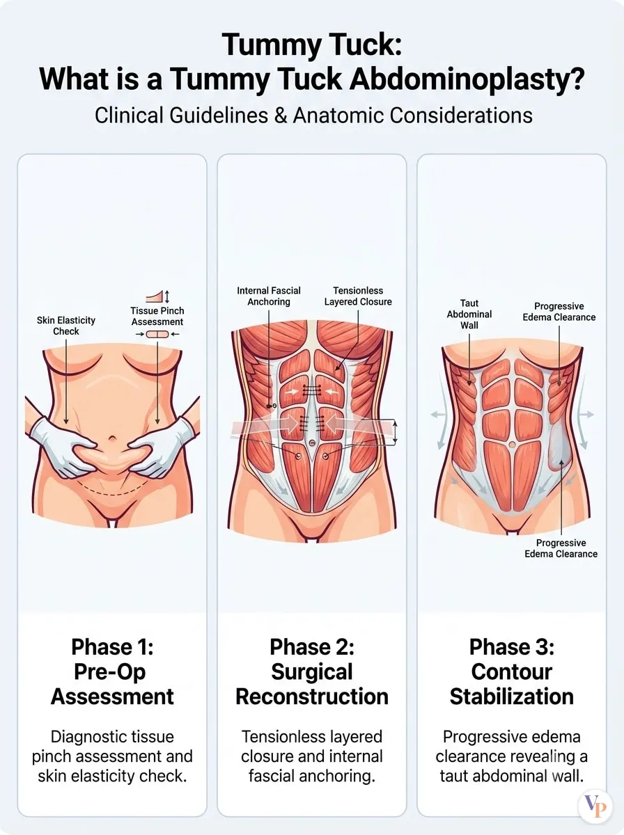 Medical schematic diagram illustrating What is a Tummy Tuck (Abdominoplasty)? in tummy tuck surgery by Dr. Vishal Purohit in Jaipur
