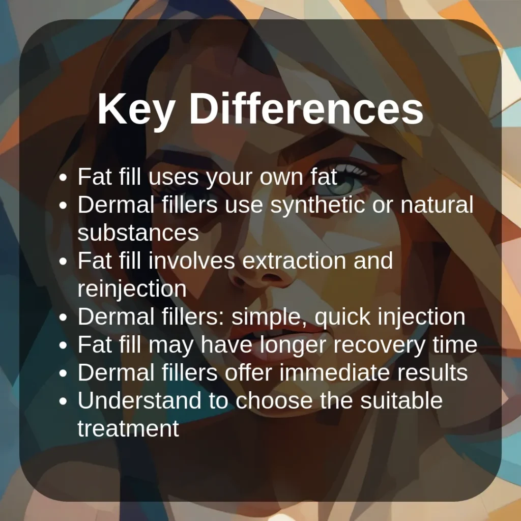 Key differences between fat fill and dermal fat