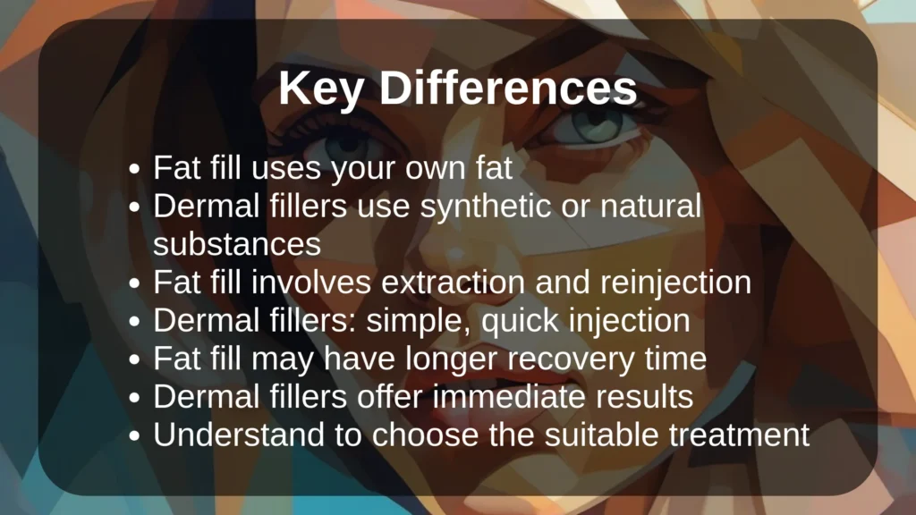 Key differences between fat fill and dermal fillers