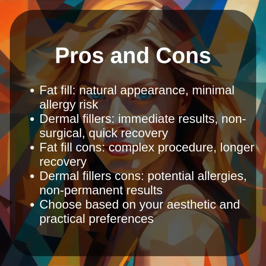 pros and cons of Fat-fill and Dermal fillers