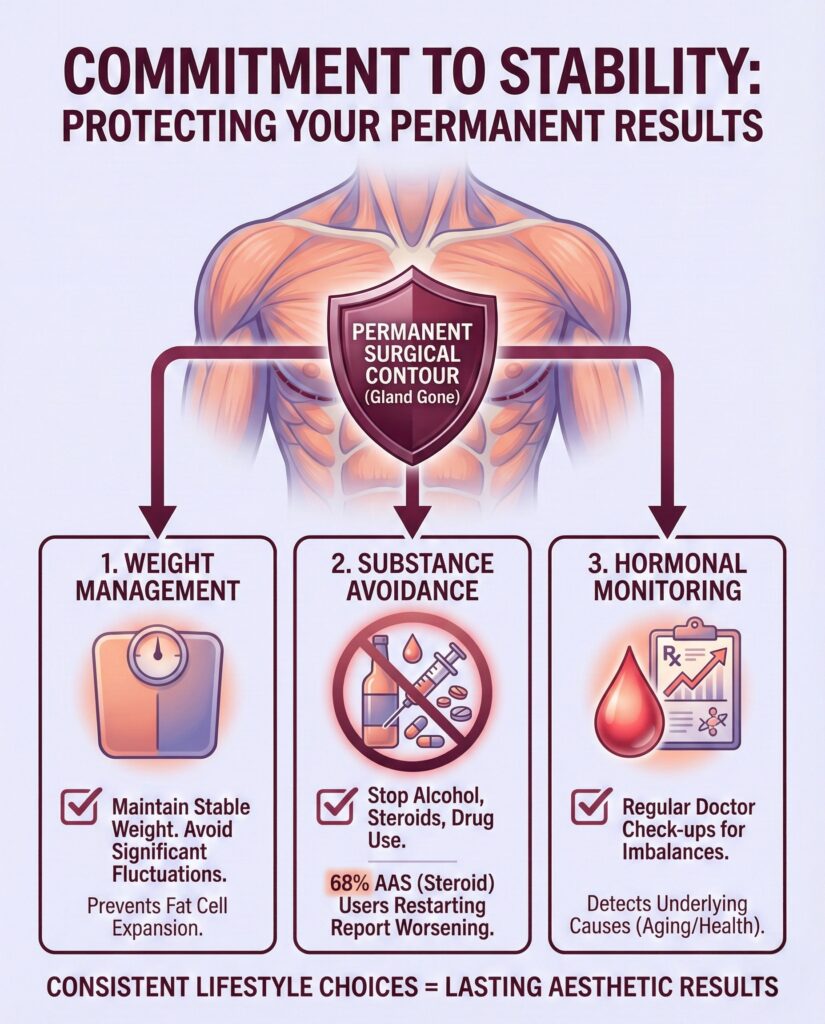 Gynecomastia Surgery Post-Op Care Infographic for Permanent Results - Dr. Vishal Purohit, Jaipur