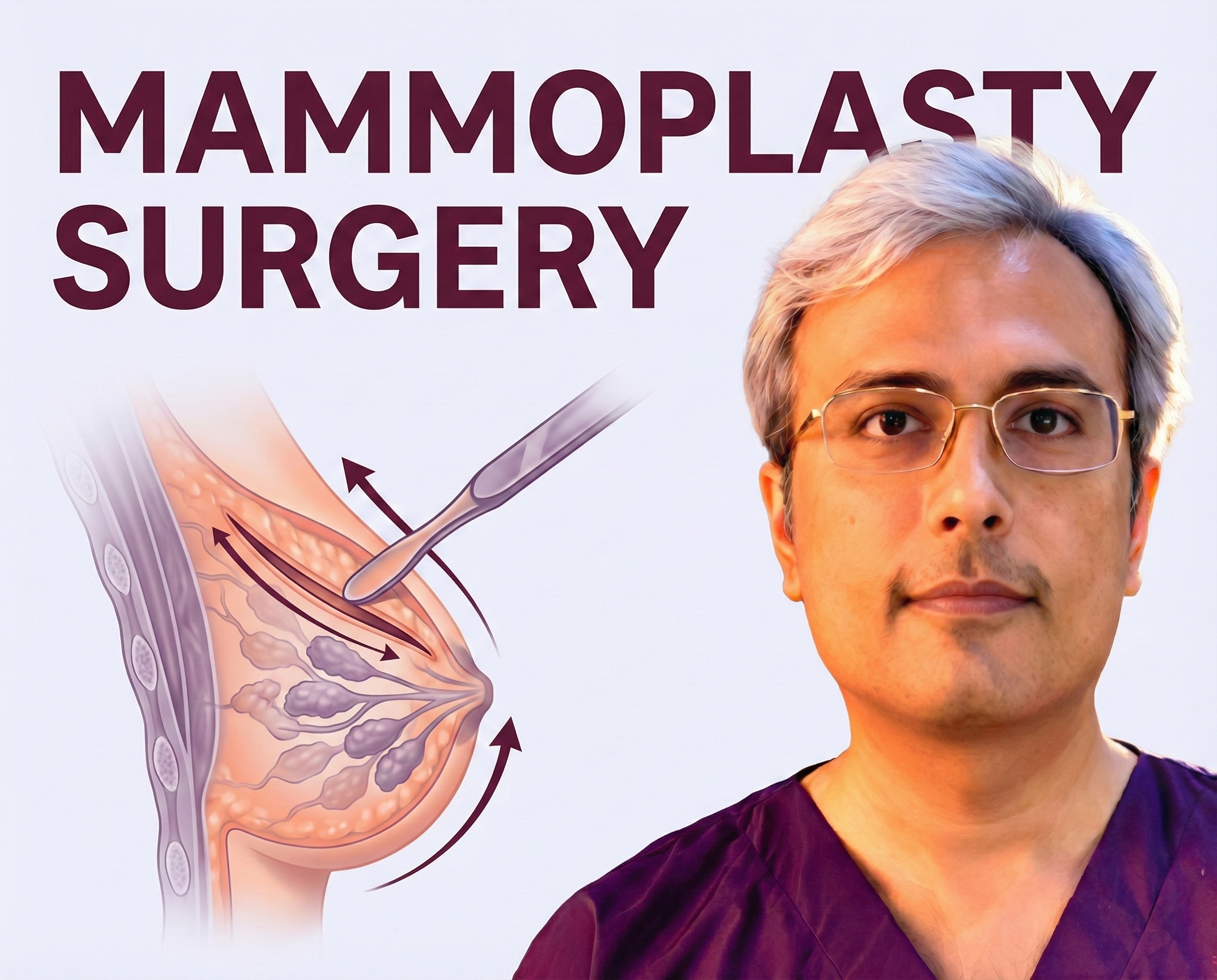 Mammoplasty Surgery diagram with Dr. Vishal Purohit illustrating breast lift procedure in Jaipur.