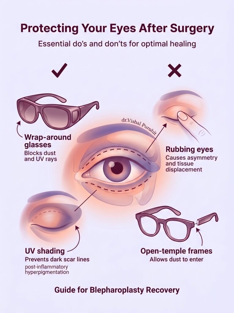Blepharoplasty post-surgery eye protection guide by Dr. Vishal Purohit in Jaipur