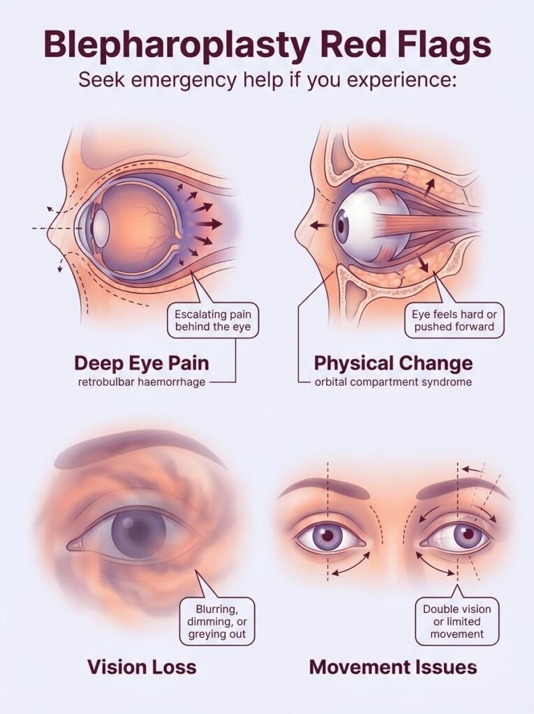 Blepharoplasty Red Flags Guide: Identifying Emergency Post-Operative Symptoms for Eyelid Surgery