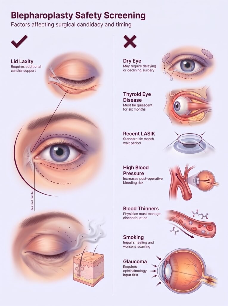 Blepharoplasty safety screening guide for eyelid surgery candidacy by Dr. Vishal Purohit