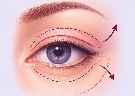 Upper and lower blepharoplasty for eyelid skin removal and eye rejuvenation